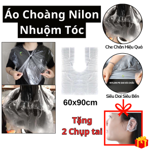 Áo Choàng nilon Nhuộm Tóc Áo choàng dùng 1 lần tiện lợi Tặng 2 Chụp Tai .