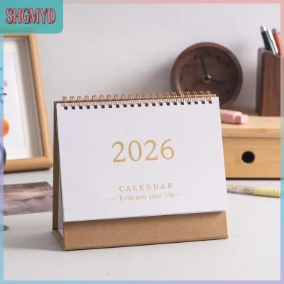 【SHGMYD】 2026ปฏิทินตั้งโต๊ะขนาดเล็กแบบเรียบง่าย ปฏิทินตั้งโต๊ะแบบพกพาเครื่องเขียนสำหรับออฟฟิศ