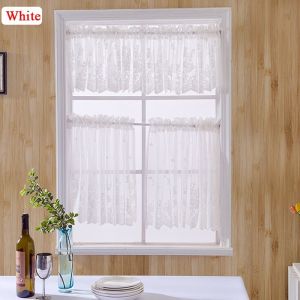 【Longlong】 COD ผ้าม่านครึ่งหน้าต่าง สีขาว ลูกไม้สั้น ผ้าโปร่ง การตก แต่งบ้าน