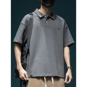 ✨ขายดี✨เสื้อโปโล เสื้อเชิ้ตผู้ชาย แขนสั้น สีพื้น  แบบบาง ทรงหลวม ของแฟชั่น เรียบง่าย