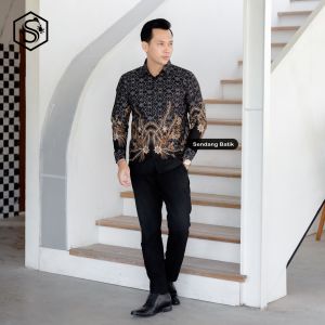 SENDANG BATIK Atasan Kemeja Batik Slimfit Pria Premium Motif Ganendra Mewah Terbaru Lengan Panjang Lapis Furing Ero Bahan Katun Baju Kondangan cowok