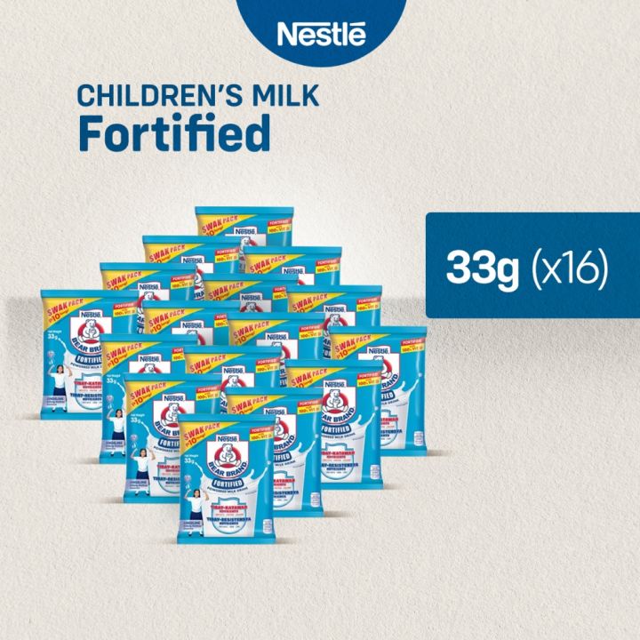 Bear Brand Fortified Powdered Milk Drink 33g Swak - Pack Of 16 | Lazada PH