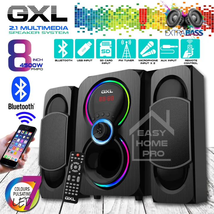GXL GL-8880TKUSB 8 inch 2.1 Multimedia Speaker System with USB/SD/FM Tuner/Remote Control/Karaoke/Bluetooth Receiver Function for Computer/TV/DVD Player/Mobile