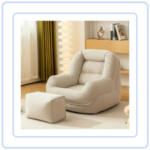 【Pure Care】 S23 Tatami Lazy Sofa With Leg Rest/Cozy Tatami Chair for Bedroom Balcony/ Washable Cover