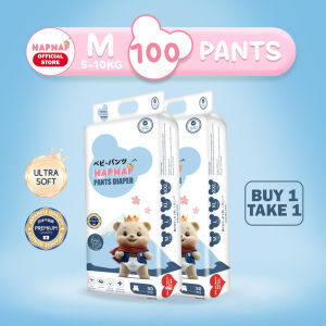 B1T1 Napnap Baby Pants Diaper MEDIUM 100pcs (2 PACKS) Ultra Absorbent No Leaks Soft and Breathable