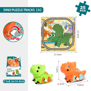 < Track puzzle >2 Combination 1 dinosaur toy gift Children diy Scene building puzzle track car toy