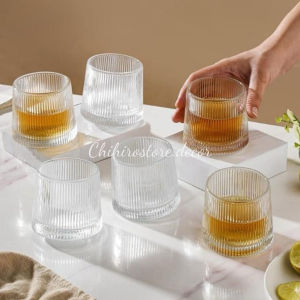 SET 6 Cốc thuỷ tinh - Ly thủy tinh chịu nhiệt đế lồi xoay 360 cao cấp 170ml - Chihirostore.decor