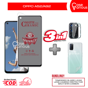 Tempered Glass Oppo A52A92 Anti Gores Spy Matte Privacy Free Camera Lesn dan Skin Carbon