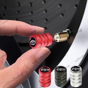 4Pcs Toyota Tires Valve Covers For Carss Automotive Parts Metal Printed Corolla Cross Hilux Yaris Etios RAV4 Flag Cylindrical With Car Logo