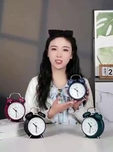 Compas Retro Metal Alarm Clock with Night Light and Big Bell Sound