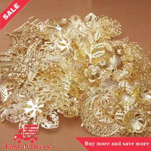 [COD] 50g lot Mixed Metal Flower Leaves Filigree Wraps Connectors Pendant Beads Caps Charms for DIY Jewelry Making Craft Supplies