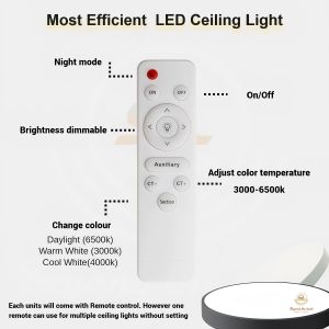 【💡10 Years Warranty💡】TEP Three Color Nordic Modern Light Indoor Lighting 50cm Living Room Bedroom Led Energy Saving Eye Protection Square/Round Modern Luxury Smart Three Color 90w Living Room Light