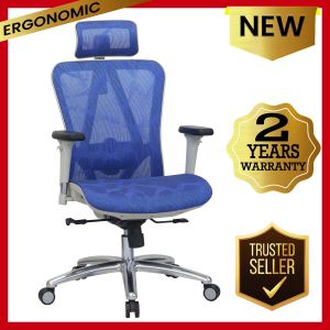 XTM Deluxe-D57 XTM Full Mesh Chair with Seat Slide Aluminum Base (Grey Pink Blue) (2 Years Warranty)