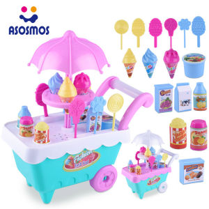 ASM Children Role Play Toys Mini Candy Cart Detachable Ice Cream Shop Cart Toy