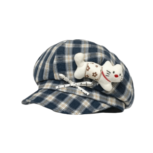 FLORI Face Slimming Plaid Beret Hat Thin Design Y2K Newsboy Hat Sun Protection Artist Hat Womens Fashion