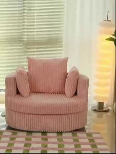 UrbanSpace SG- Leisure Sofa Chair 360 Rotating Lazy Chair Home Velvet Backrest Light Luxury Minimalist Fabric Chair