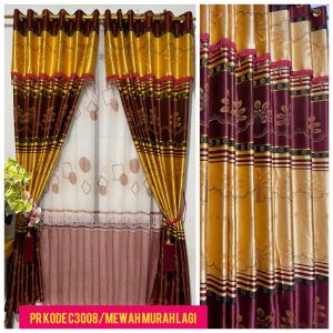 Gorden Pintu/ gorden Jendela Prada Minimalis Motip Bunga premium