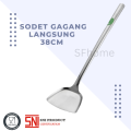 SPATULA SUTIL STAINLESS STEEL SODET MASAK GAGANG LANGSUNG UKURAN 38 CM. 