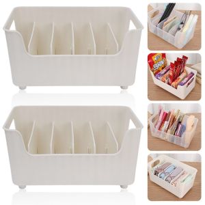 ZOOGGJZ 6 Compartments Desktop Organizer Removable Large Capacity Kitchen Condiment Storage Rack Durable with Dividers Seasoning Packet Storage Box for Stationery and Makeup