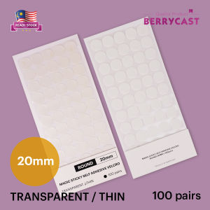 20mm Magic Sticky Self Adhesive Round Velcro Dot (100 pairs) - Transparent - Busy Book