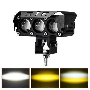 Lampu Tembak LED Laser 3 Mata 2 Warna HI LOW 60 WATT Lampu Tembak Foglamp 3 Mata Lensa Putih Kuning Super Bright Lampu Tembak Untuk Mobil Dan Motor