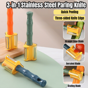 💕Three in One💕Stainless Steel Peeling Knife Kitchen Utensils Dual-Purpose Grater Peeling Melon and Fruit Peeler