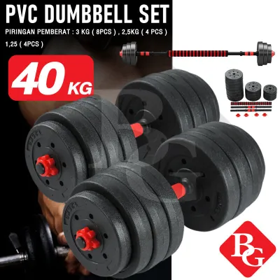 BG Sport Dumbbell Set 40Kg PVC Alat Olahraga Angkat Besi