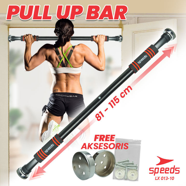 SPEEDS Pull Up Bar Alat Fitness Door Chinning Bar Pull Up Iron Gym