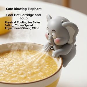DIVATEN 3 Speeds Elephant Animal Fans Coffee Chiller Mini Dinosaur Clip-On Mini Food Cooling Fan Cute with Lanyard Food Cooling Tools For Office Home