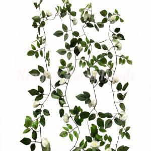 Mini Rose Vine 2M Silk String Leave Artificial Flower Rattan String Green Vine Home Wedding Decor Pipeline Modification