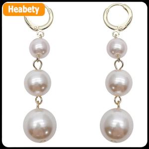 【2-3 ngày giao hàng】 Trắng Giả Ngọc Trai Dài Dangle Bông Tai Cho Phụ Nữ Vàng Màu Kim Loại Hoop Bông Tai Wedding Party Thời Trang Trang Sức Thanh Lịch Quà Tặng