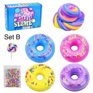 4 ชิ้น 70มล ต่อชิ้น ชุดเซ็ท Slime donut box set สไลม์โดนัท สไลม์ขุ่น เนื้อครีม ของขวัญเด็ก ของเล่น