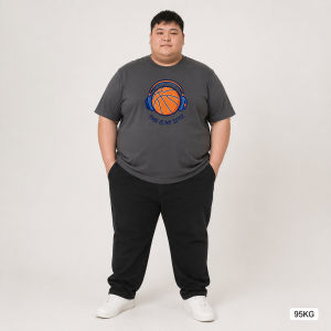 Mens Plus Size Basketball Graphic Crew Neck Short Sleeve Sports T-Shirt OM285