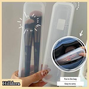 [Hilldora] Makeup Brush Organizer Transparent With Cover Eyebrow Pencil Boxes Portable Women Cosmetic Storage Organizer Makeup Tools