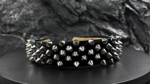 Punk Studded Headband Rock Roll Hair Band Spike Hair Clips for Halloween Cosplay Party (Black)