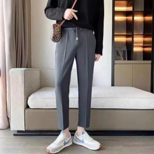 uần âu nam hàn quốc chống nhăn ống suông quần tây nam ống rộng cạp chun co giãn công sở ống rộng GOZIN.STORE