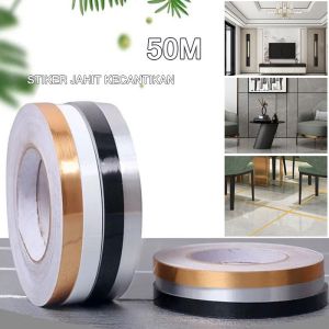 LateHome Stiker Ubin Lantai Berperekat 50M Strip Pita Segel Celah Dinding Tahan Air