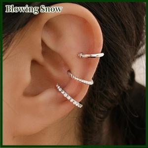 Blowing 3ชิ้นที่หนีบหูคริสตัลเพทายที่ละเอียดอ่อนต่างหูแบบไม่เจาะหูคลิปหนีบหูเทียมสำหรับเครื่องประดับผู้หญิง