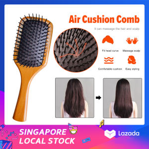 Air Cushion Comb Beech Wood Air Bag Comb Anti-Static Detangle Massage Comb Ribs Hairdressing Wood Comb Styling Tools for Women Men