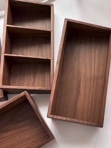 FFBH Solid Wood Organizers Minimalist Creative Desktop Compartment Storage Boxes Aesthetic Art Wooden Desk Storage Supplies T2Y7B