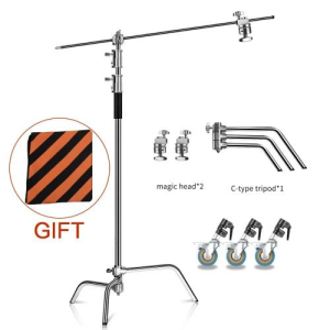 330cm Stainless Steel Upgraded C-Stand with Extension Arm and Grip Head Folding Legs for Photography Work Tripod