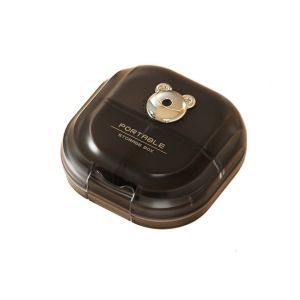 AZDH น่ารักน่ารักๆ ที่จัดเก็บเครื่องประดับเล็กๆ มีช่องแยก การ์ตูนหมี กล่องเก็บเครื่องประดับ แฟชั่นสำหรับผู้หญิง กันความชื้น กล่องยาแบบพกพา สำหรับบ้าน