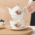 an Porcelain Tea for One, Vintage Floral Teapot and Saucer Set, Gold Trim Floral Teapot, Tea Cup with Saucer Set. 