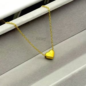 stainless steel letter necklace heart design gold plated no tarnish 45cm