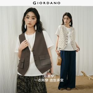 Giordano Women Reversible print v-neck vest Free Shipping 18376605