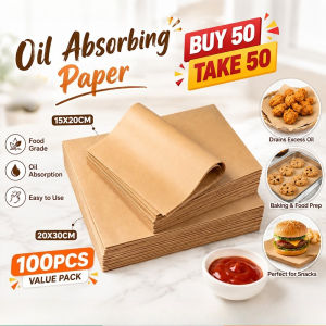 100PCS Kraft Parchment Paper Non Stick Wax Paper Food Grade Kitchen Oil Absorbing Baking Paper