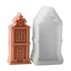 Silicone Molds 3D House Molds Epoxy Resin Molds Handmade Castings Molds Chimney House Plasters Molds