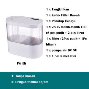 V.TOP Mini Desktop Aquarium USB Ikan LED Light / Filter Self Circulation