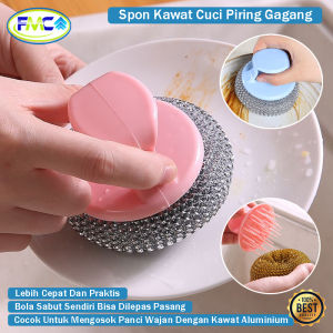 Sikat Sabut Kawat Gagang Spon Kawat Cuci Piring Stainless Steel Panci Sabut Spons Sponge Dapur Serbaguna Praktis Murah Sabut Kawat Dengan Gagang Kuat