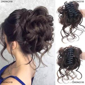 [COD] ZHONGYI0 Synthetic Hair Bun Chignon Messy Curly Gripping Clip Hairpin Elastic Scrunchy False Hair Pieces For Women Hairpins